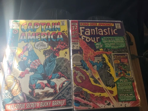 Vintage MARVEL COMICS Fantastic Four/Captain America B/B Very Well Loved Issues
