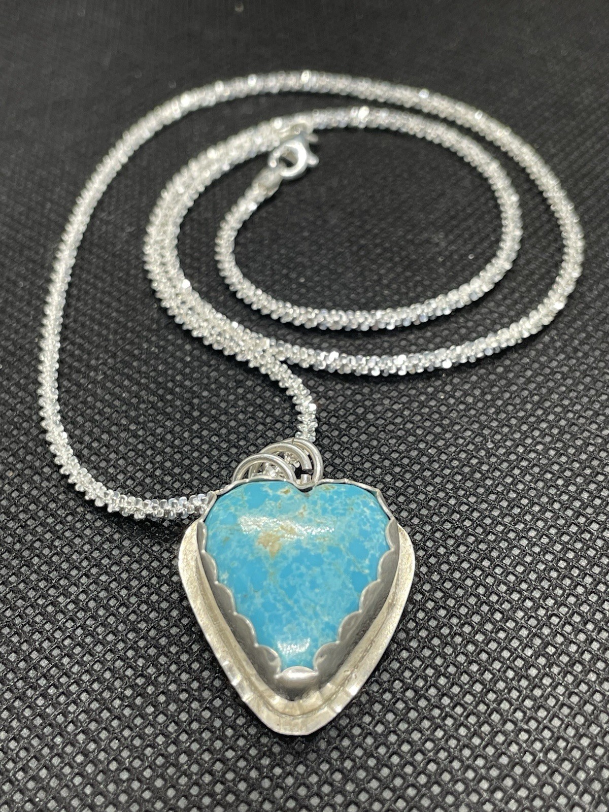 JHIATT Sterling Silver California Turquoise Heart Pendant Necklace