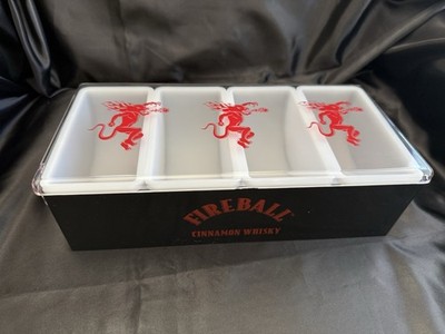 Fireball Cinnamon Whisky 4 Compartment Garnish Tray Barware Bar12 6 3.5 