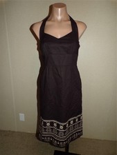 Antonio Melani Black White A-Line Halter Dress Size 2 Women XS Sleeveless Cotton