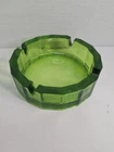 Vintage Blenko Green Pebble Glass Octagon Ashtray  6" MCM chunky Think