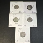 Roosevelt Dimes Lot of 5 Denver Mint Silver 1957-1964 XF 10C