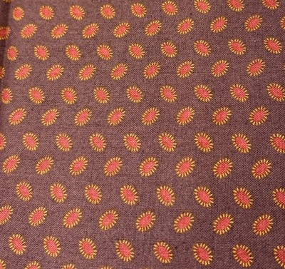 Cotton Fabric Brown Red Yellow Polka Dot Pattern 9'' x 44'' DIY Sewing Craft