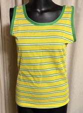 Women s Sears JR Bazaar Vintage 1970 s Yellow Green White Tank Top Size Small