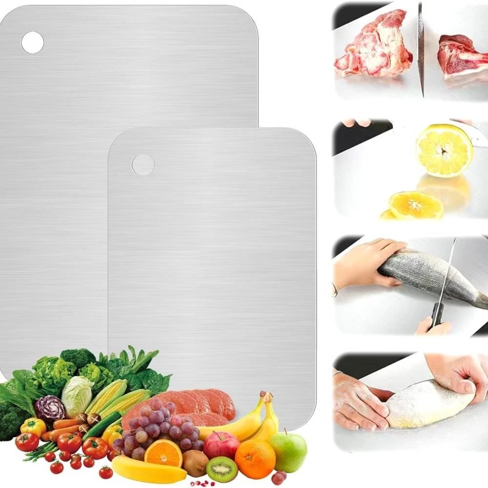 2Pcs Titanium Cutting Boards 316 Stainless Steel Set for kitchen work US▱