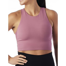 Avia Womens Low Support Trainer Crop Sports Bra Mauve Pearl Size L