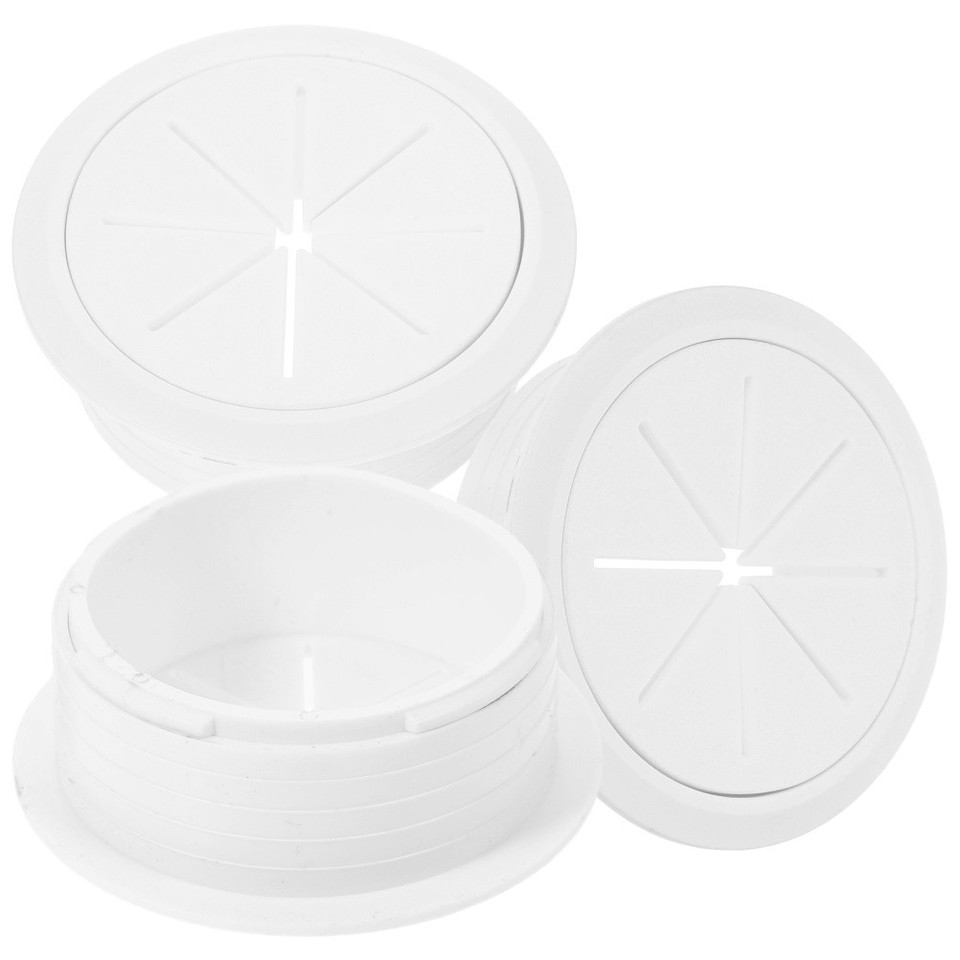 50-Pack White Round Screw Hole Plugs – Insert End Caps For Doors, Windows, Cabinets, Fences & Furniture (ABS, 0.31x0.24x0.12 Inches)