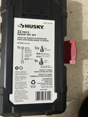 #ad Husky 22 Piece Insert Bit Set MISSING RATCHET missing t30 and 8mm 4 $24.99