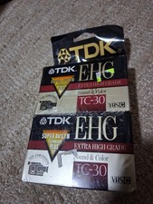 NIP Vintage TDK 2 Pack E-HG TC-30 VHS-C Extra High Grade Camcorder Blank Tapes