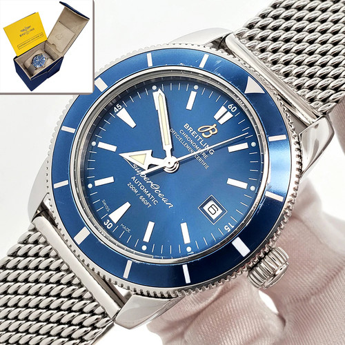 Breitling Superocean Heritage Blue Dial 42mm Mesh Bracelet A17...