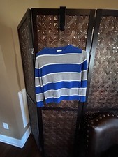 THE CHILDREN'S PLACE Small 5/6 Gray Blue Sweater Striped Unisex Boy's Soft Cozy