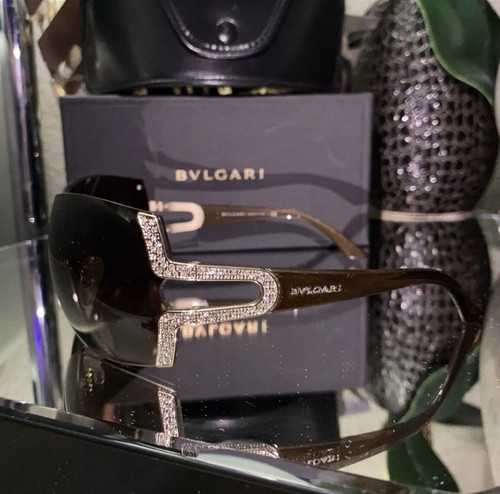 Bvlgari Sonnenbrille 6038-B Braun Gold Swarovski Crystal Shield Limited Edition! - Bild 11 von 18