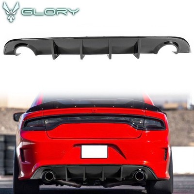 Fits 15-23 Dodge Charger SRT Rear Bumper Diffuser V3 Style Gloss Black PP