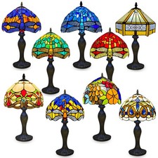 Tiffany Style Table Lamp Stained Glass Handcrafted Bedside Light Desk Lamps UK