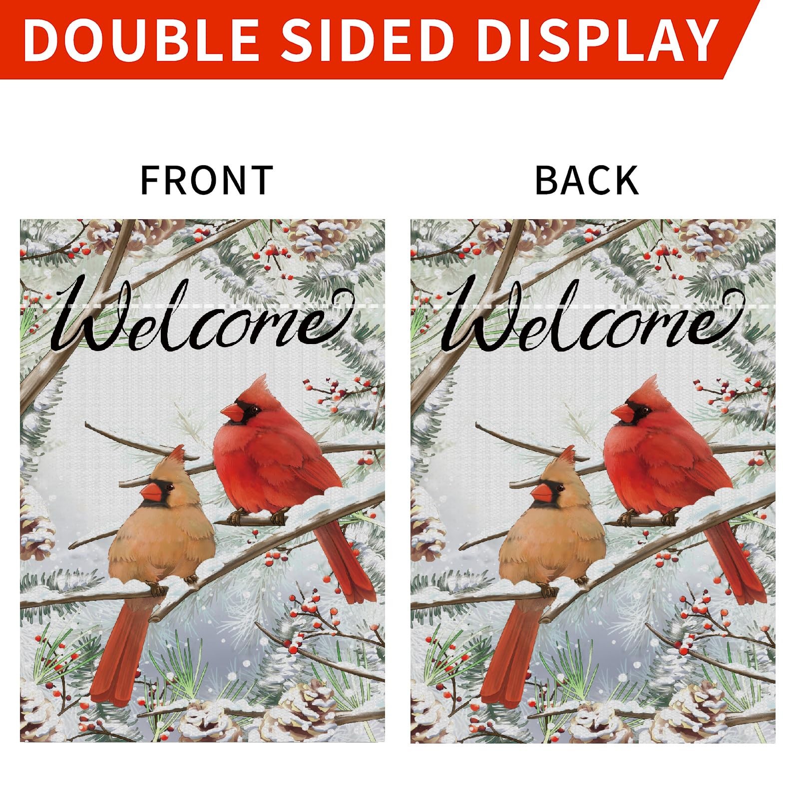 Winter Garden Flag 12x18 Inch Double Sided Cardinal Bird Trees Snow Christmas...