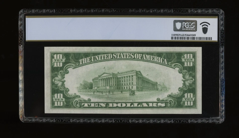 DBR 1928-B $10 DGS FRN Chicago Fr. 2002-Gdgs PCGS-B 63 PPQ Serial G26864215A - Image 2 of 2