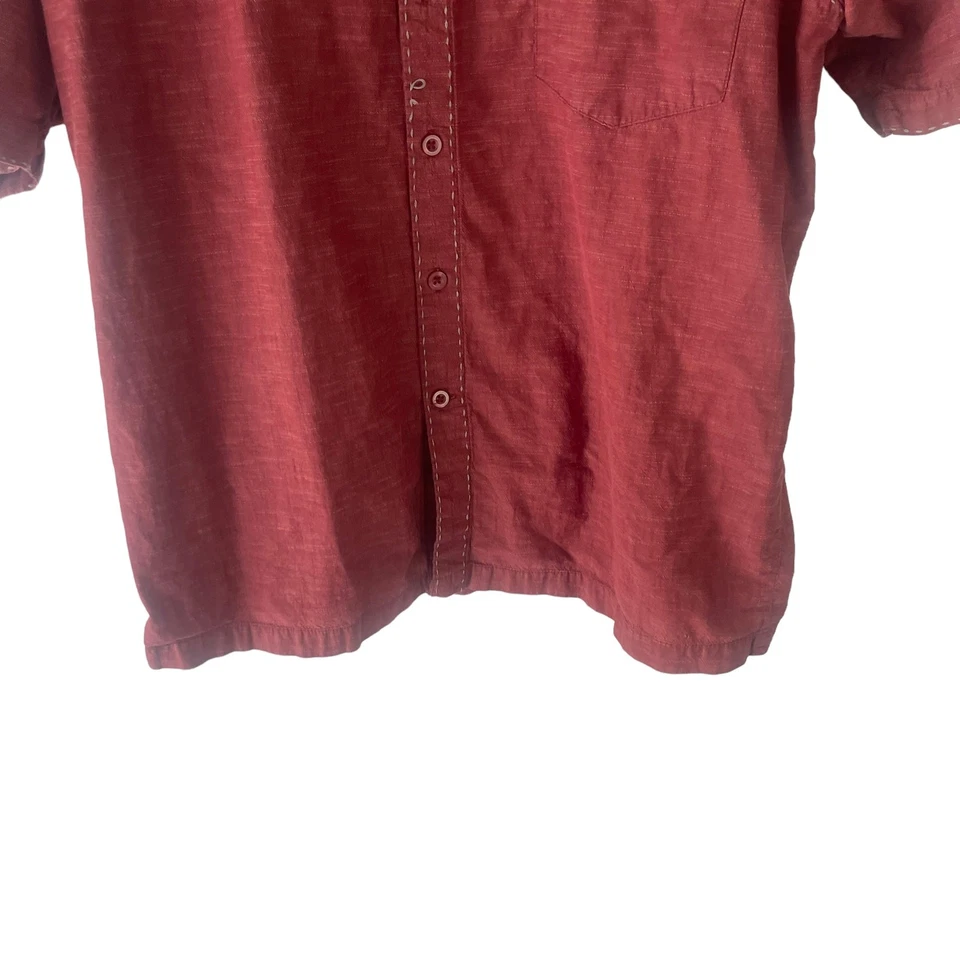 Prana Men's Size XL Red Short Sleeve Organic Cotton Outdoor Button Up Shirt - Image 3 of 4