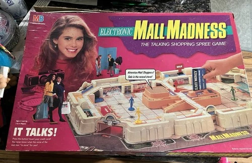 Vintage 1989 Milton Bradley Mall Madness Electronic Talking Shopping Board Game