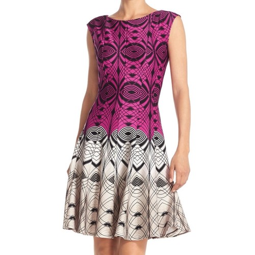 Julian Taylor Scuba Op Art Dress Womens 16 XL Vertical Panels Rent The Runway