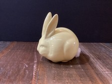 Vintage 1960's Ceramic Yellow Bunny Cotton Ball Holder