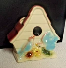 Vintage Shawnee Bluebird Wall Pocket Planter With Flowers Pink Roof