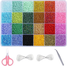 22800Pcs Glass Seed Beads for Bracelets Making Kit, Small Craft Beads 11/0 Waist