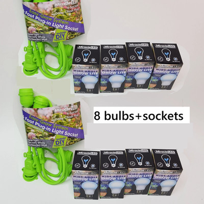8 Miracle LED Socket 6ft Easy Grow System Bulb Full Spectrum LED Wide Light pack