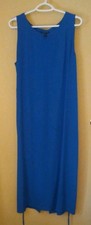 Eileen Fisher Silk Georgette Crepe Bateau Neck Maxi Dress Catalina Royal Blue L