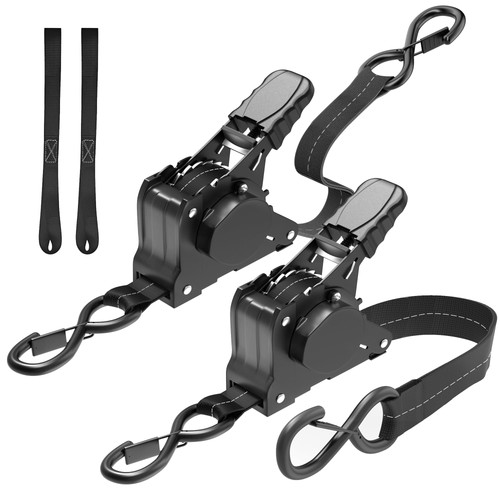 Mytee Ladder Rack Ratchet Straps - 1.5 Inch X 7 Ft Pair With J-Hooks For Square Truck Racks