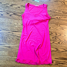 La Vie en Rose Pink Full Slip Size M Stretch Nylon/Spandex Lace Bow Hem
