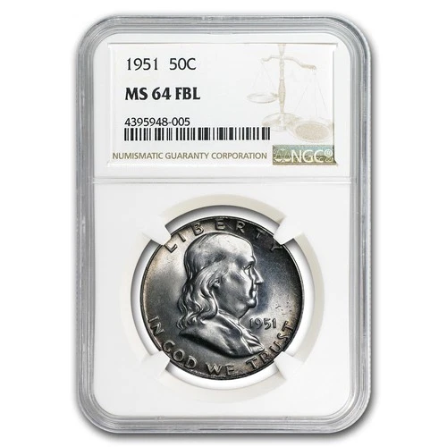 1951 Franklin Half Dollar MS-64 NGC (FBL)