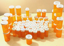 Empty Prescription Pill Bottles 65 Count Various Sizes Amber Plastic Craft Stora