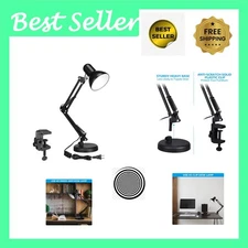 Sturdy Black Architect Table Lamp with Swing Arm - Ideal for Study & Work Spaces