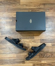 UGG Mens Wainscott Buckle Slides Black Top Grain Leather - Size 13