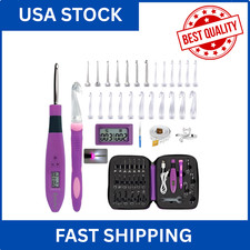 Light Up Crochet Hooks Set-18 Sizes Digital Crochet Hook with Counter