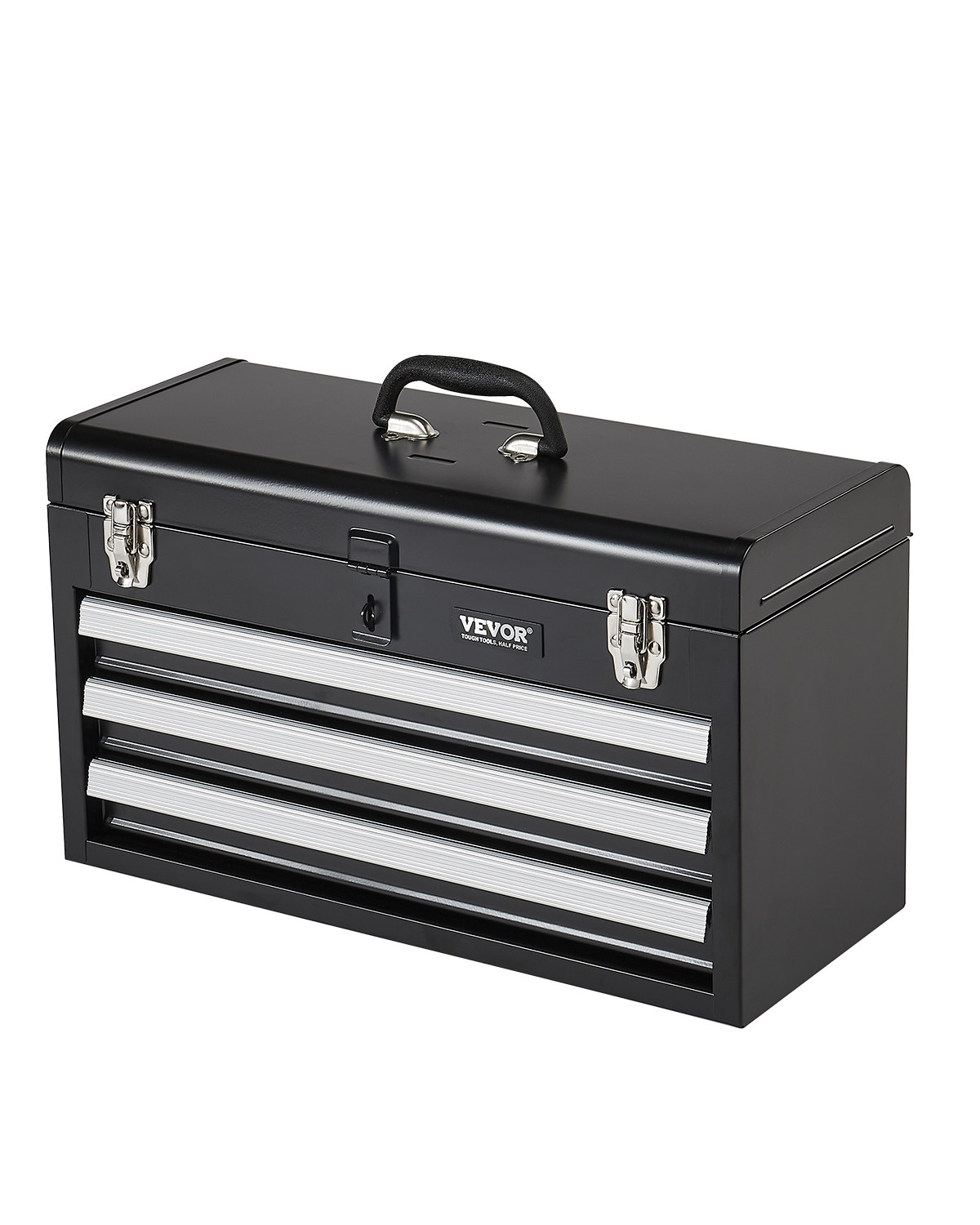 Boîte caisse coffre organisateur outils métal 520 mm VEVOR noir 3 tiroirs