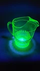Vintage 1930s Anchor Hocking Roulette Green Pitcher 65 oz Uranium Glass