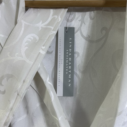New Linda Hartman Classic Kimono Belted Robe 100% Silk Knee Length Belted White - Picture 3 of 7