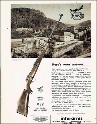 1969 MAUSER 2000 .30-06 Rifle Original Factory Oberndorf Germany Interarms AD