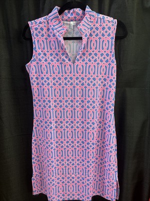 Lulu B Extra Small XS Upf50 Dress Pink Blue White Sleeveless 