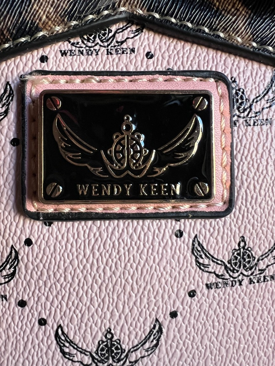 Wendy Keen Brown Logo Print Bag w Top Handles & Multiple