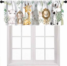 Animals Window Valance, Baby Animals Woodland Forest Nature Curtains for Nurs...