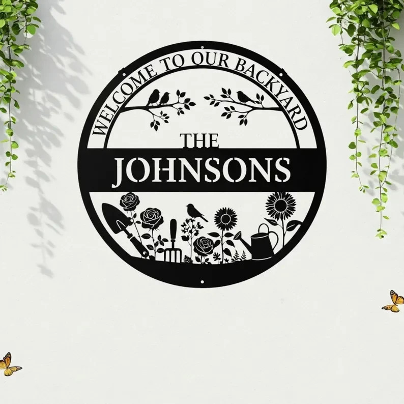 Personalized Garden Metal Sign, Custom Garden Decor, Backyard Wall Art