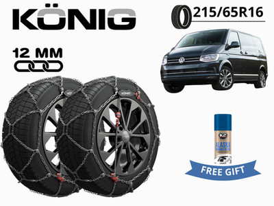 Schneeketten KONIG 12MM X12PRO GR 230 215/65 R16 Für VW CARAVELLE T6 + GRATIS