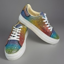 Betsey Johnson Sidny Over The Rainbow Rhinestone Sneakers 6.5M Fits My 7.5 