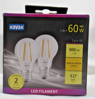 2X Xavax Led Filament Birne E27 7W=60W 806Lm Warmweiß 2700K 387271