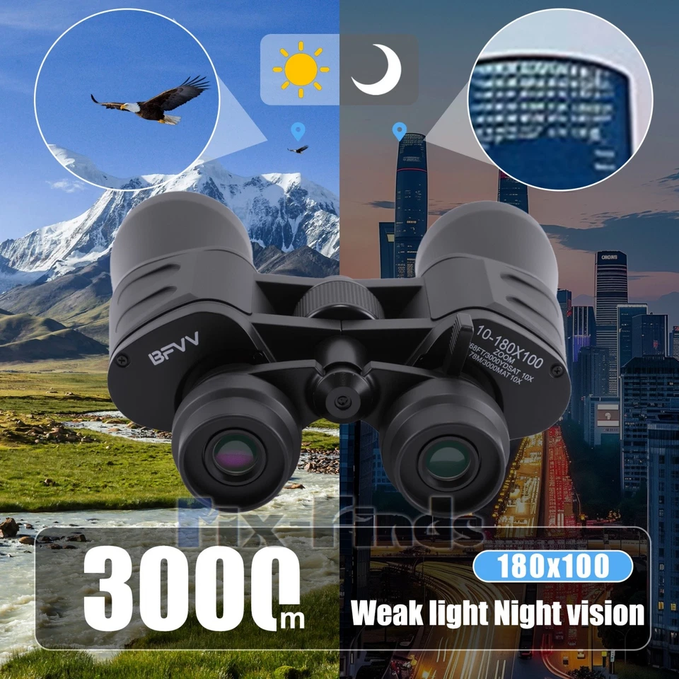 10-180x100 HD High Power Military Binoculars Day/Night Zooming Hunting Telescope - Image 3 of 4