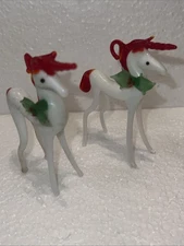 Pair of hand-blown art glass unicorn figurines