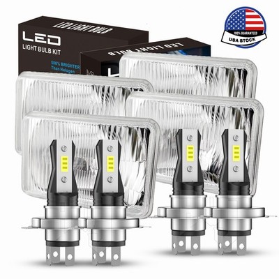 4PCS 4x6'' LED Headlights Hi/Lo Beam For Freightliner 1988-2010 FLD120 FLD112