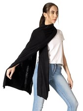 Cashmere 100 Cashmere Knitted Wrap Pashmina Shawl Extra Large Scarf Black